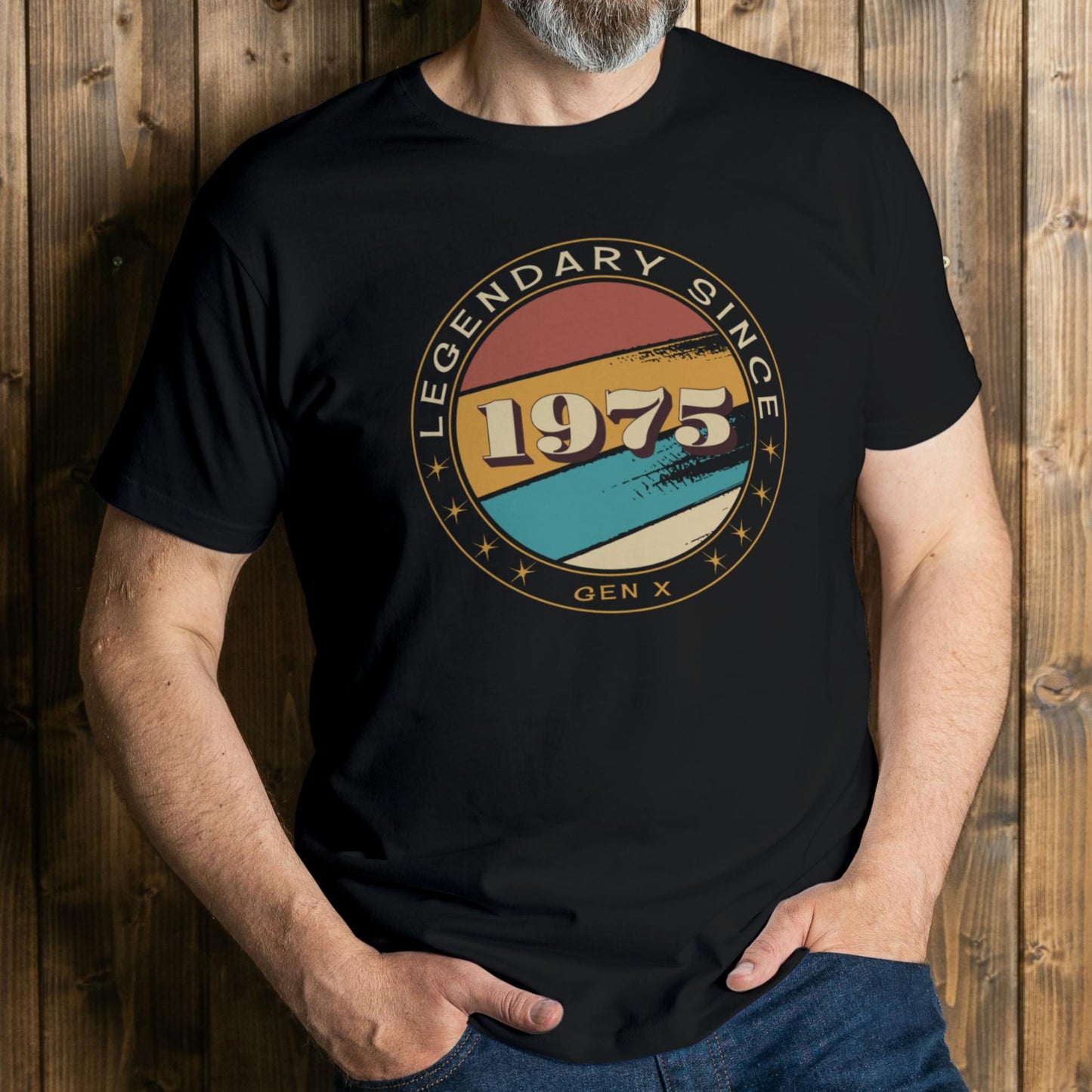 man wearing 1975 graphic tee