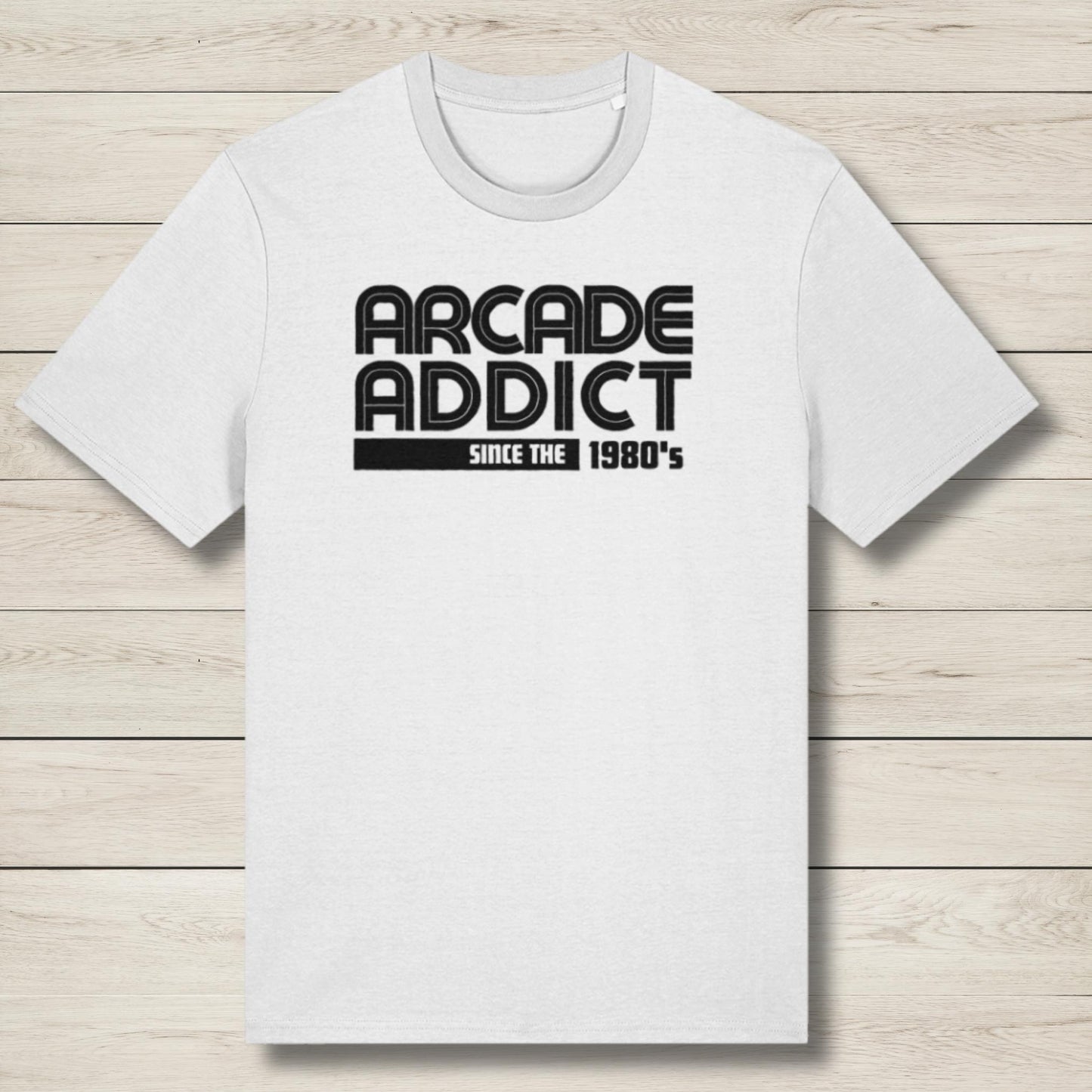 arcade addict white premium graphic tee