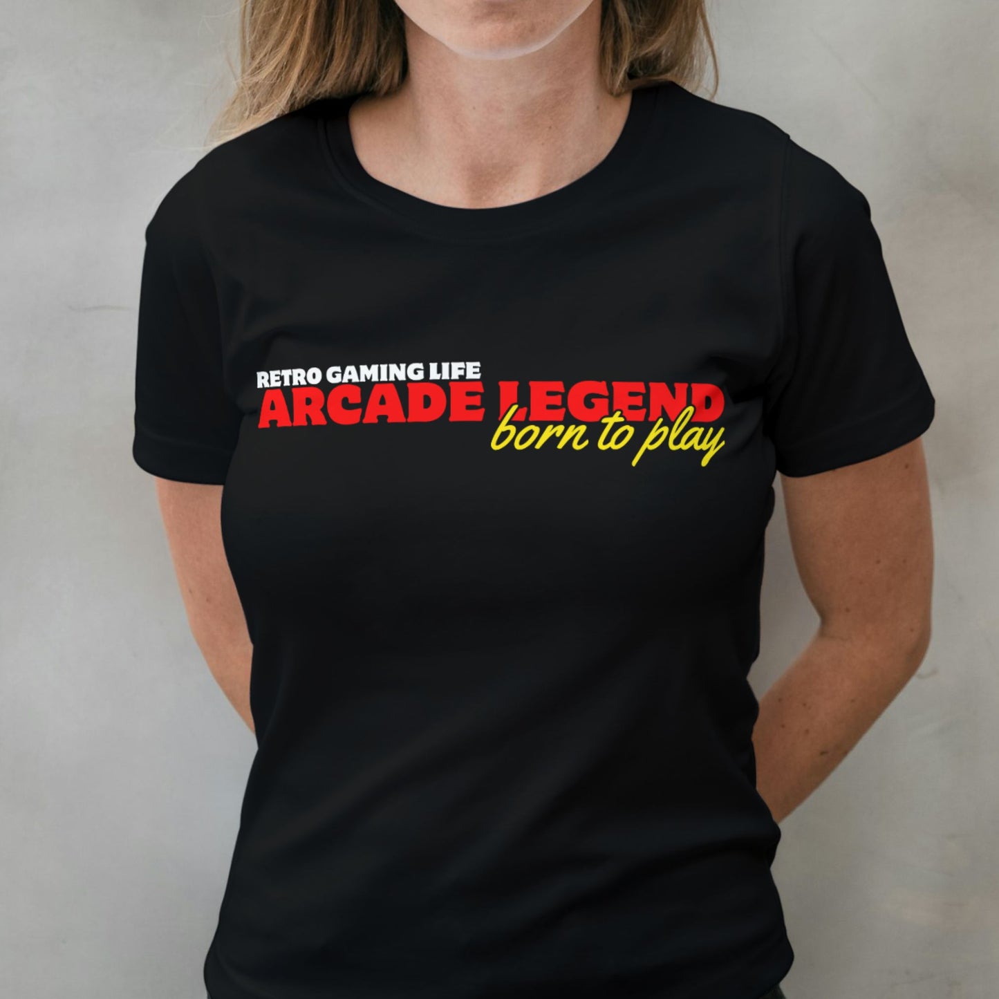 woman arcade legend born to play graphic tee
