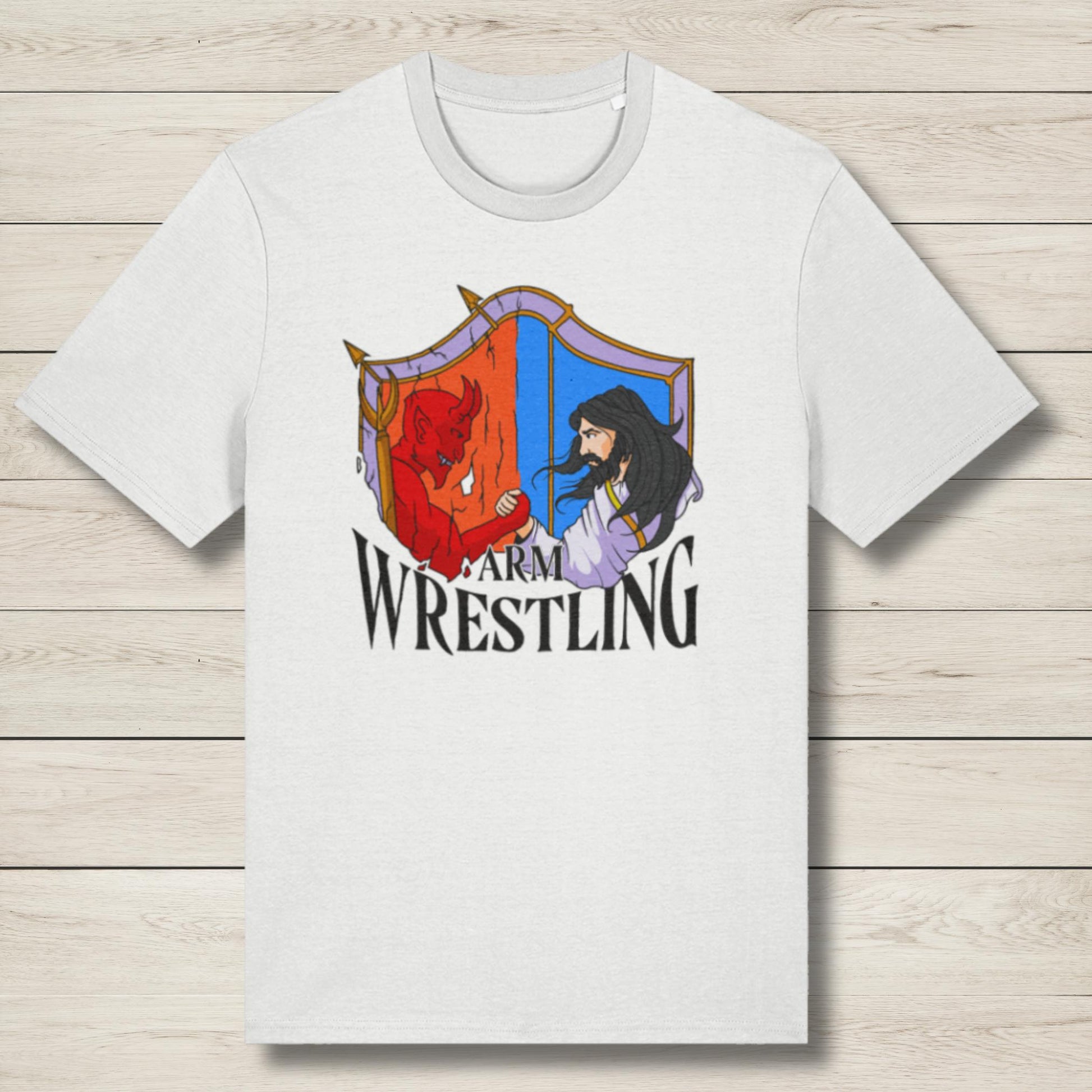 jesus arm wrestle white premium t shirt