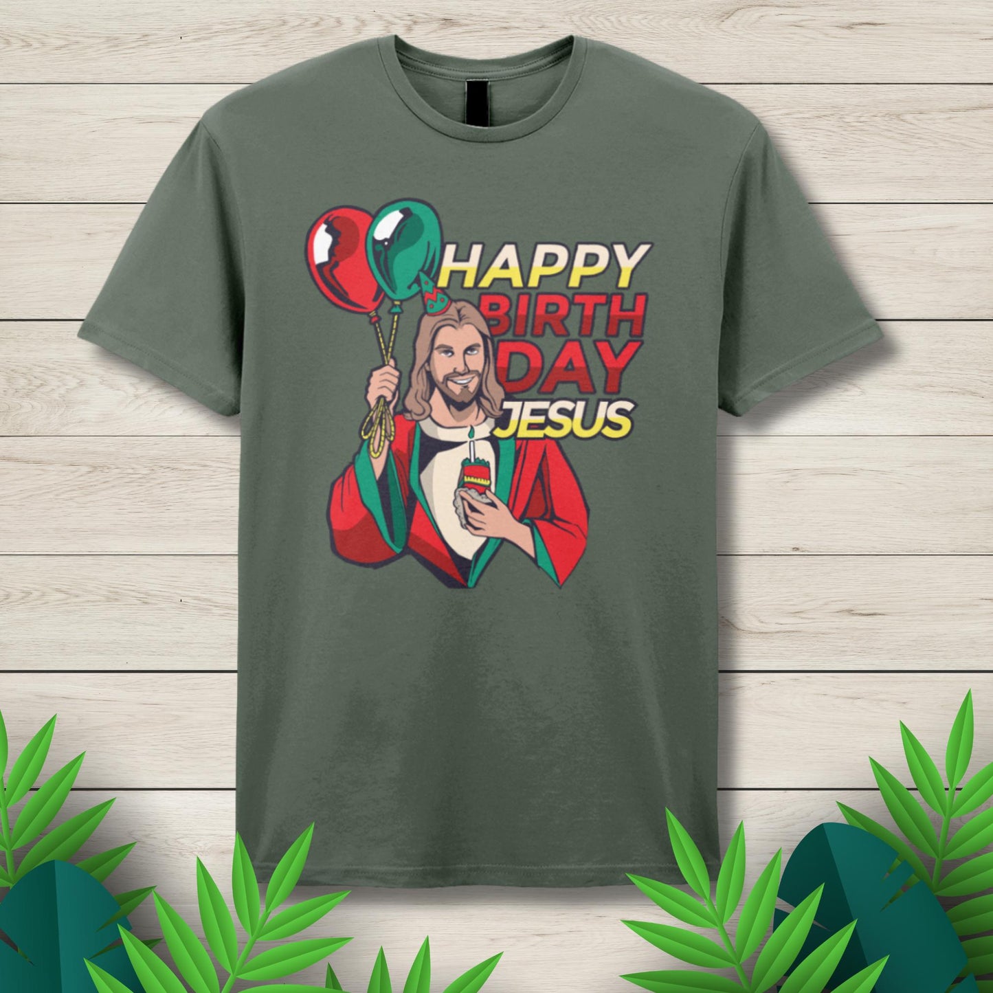 birthday jesus green t shirt
