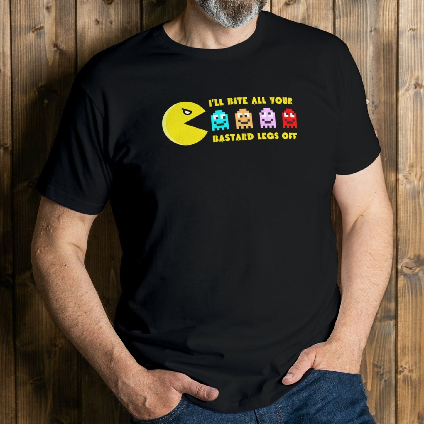 mean wearing ill bit ya legs off graphic tee