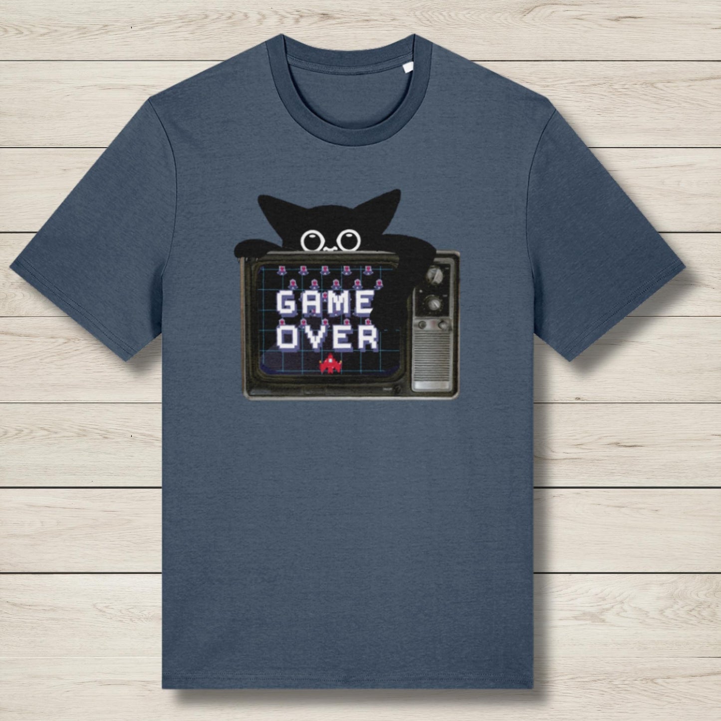 cat says game over blue premium t shirt