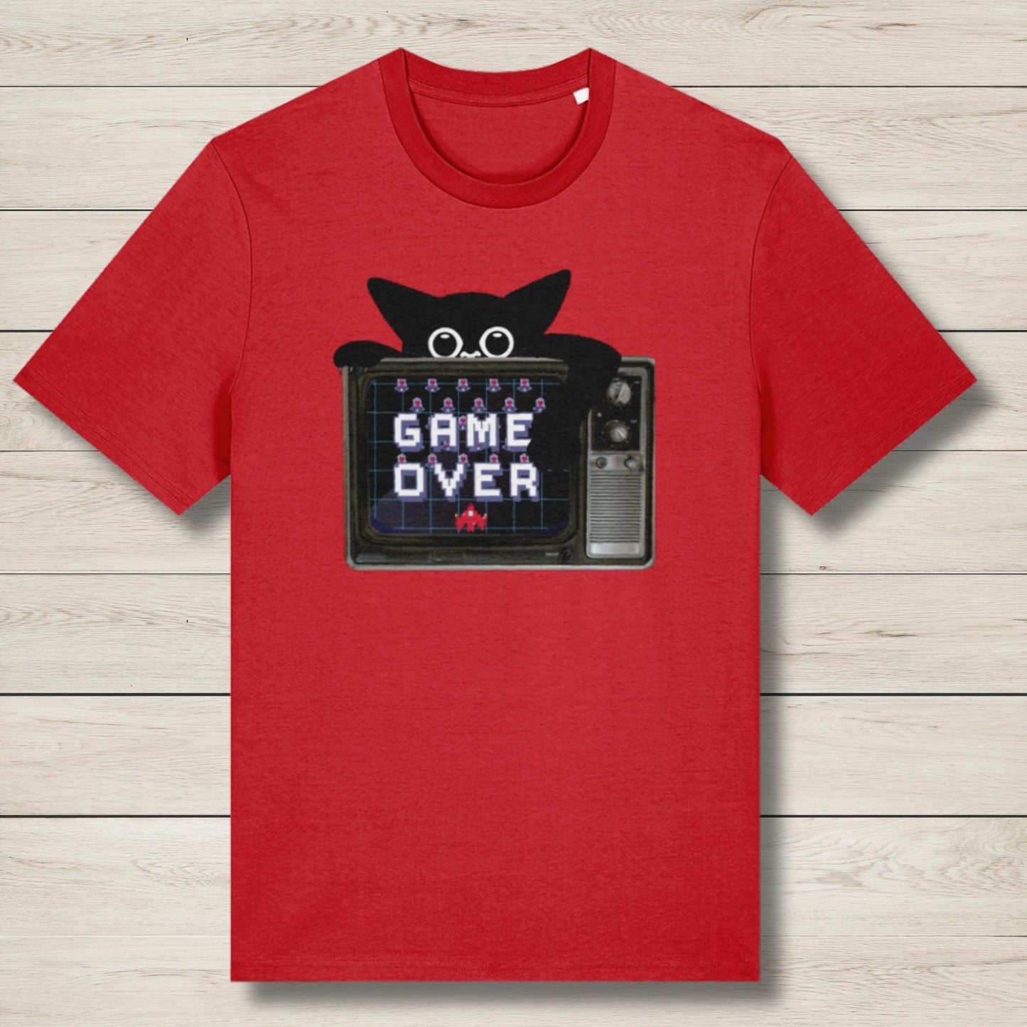 cat says game over premium red t shirt