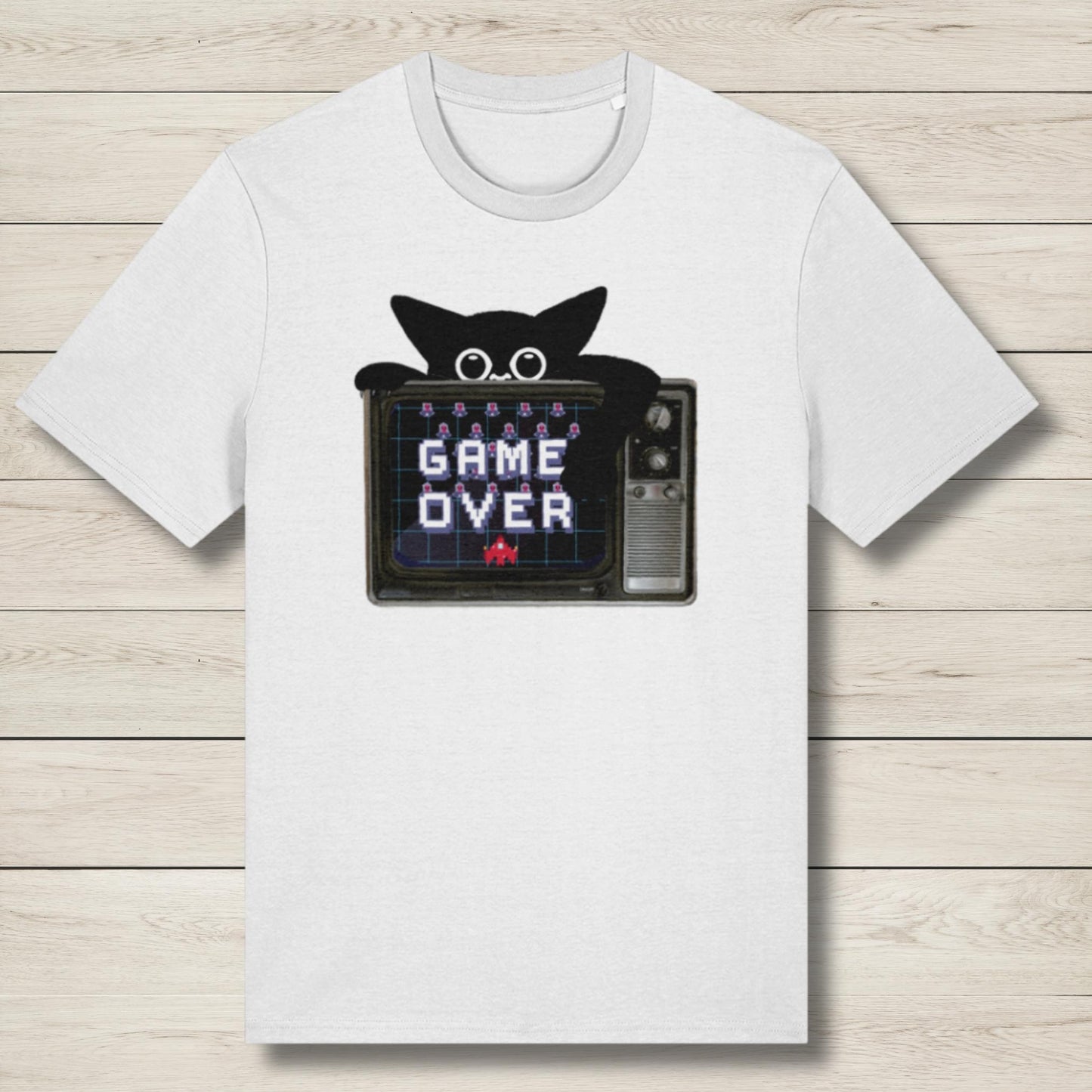 cat says game over white premium t shirt