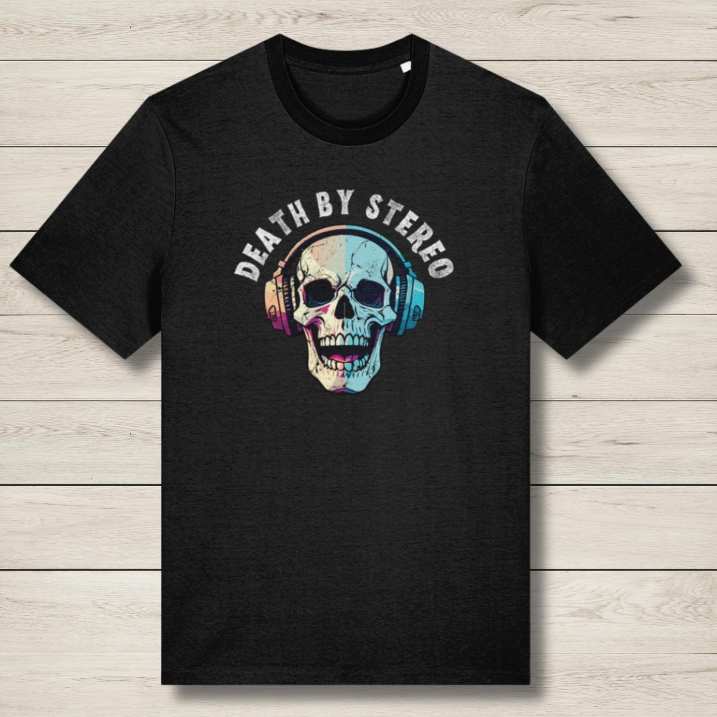 death by stereo black premium graphic tee