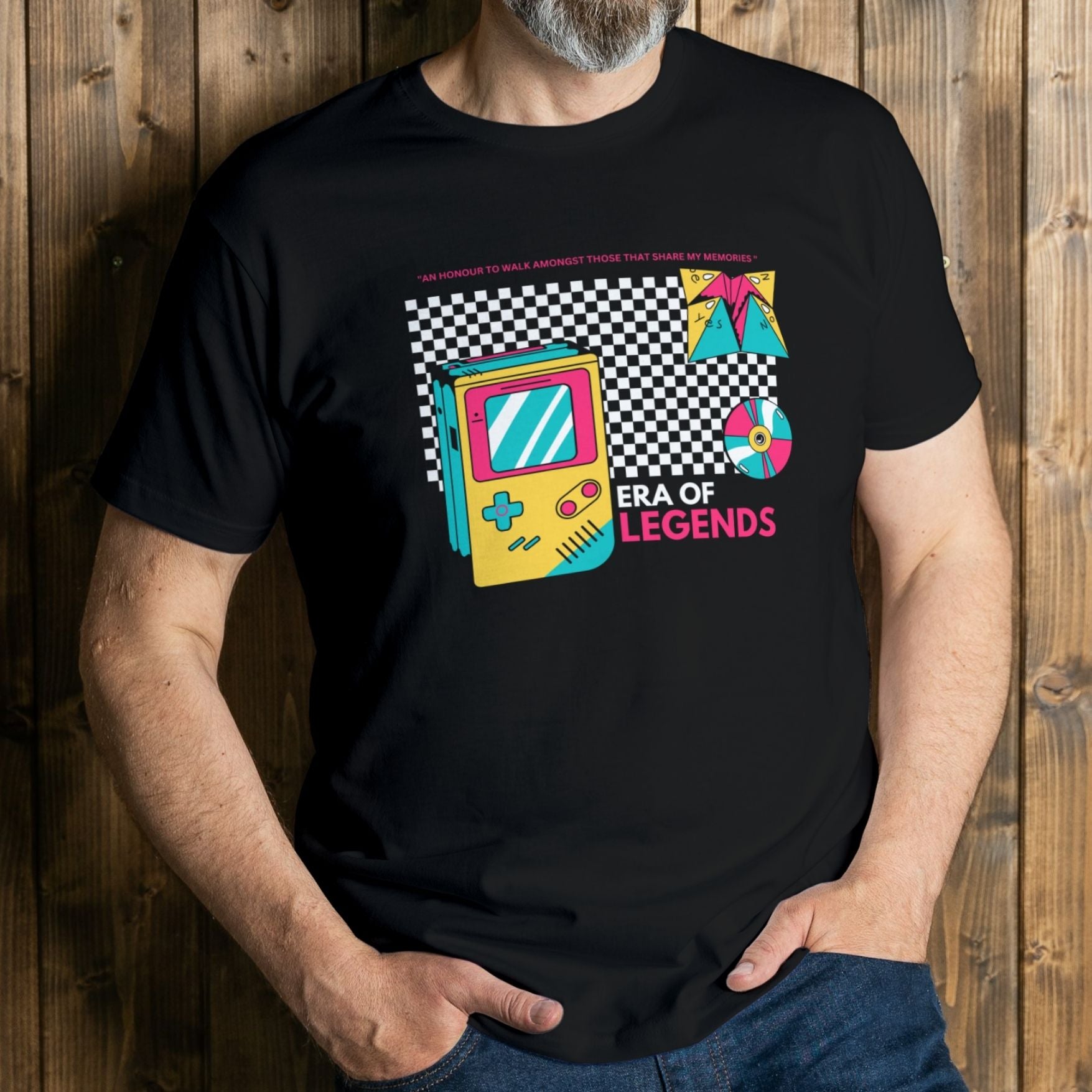 mean wearing era of legends graphic tee