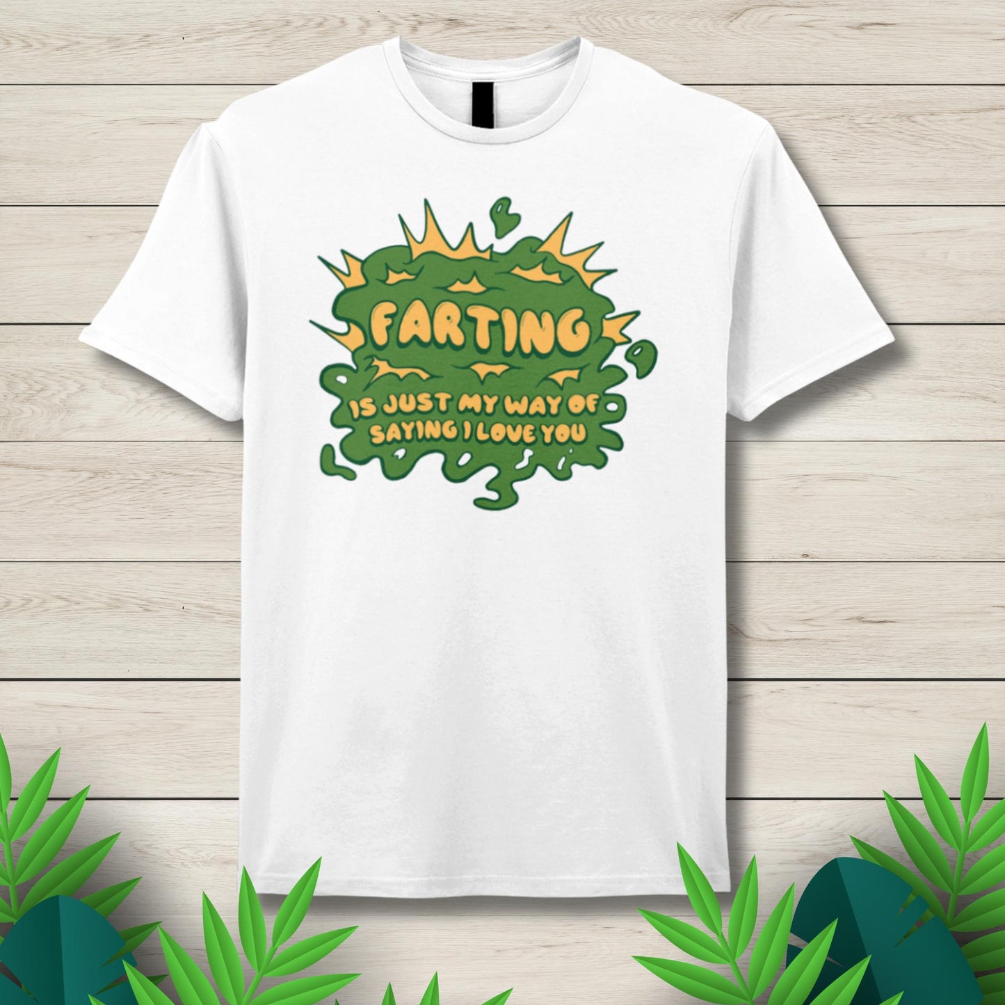 farting white graphic tee