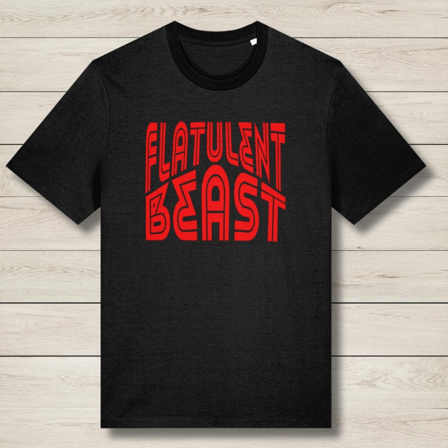 flatulent beast red on black prem graphic tee