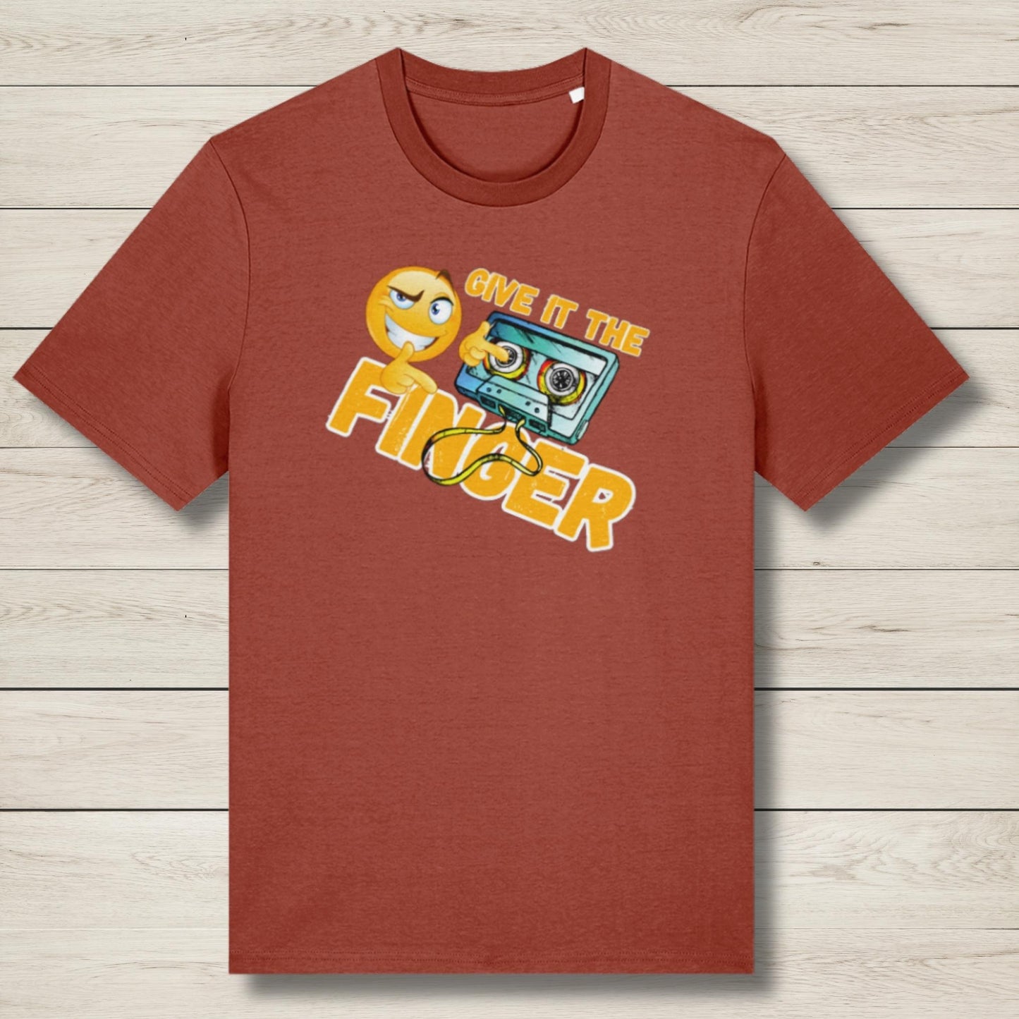 give it the finger premium graphic tee in brown