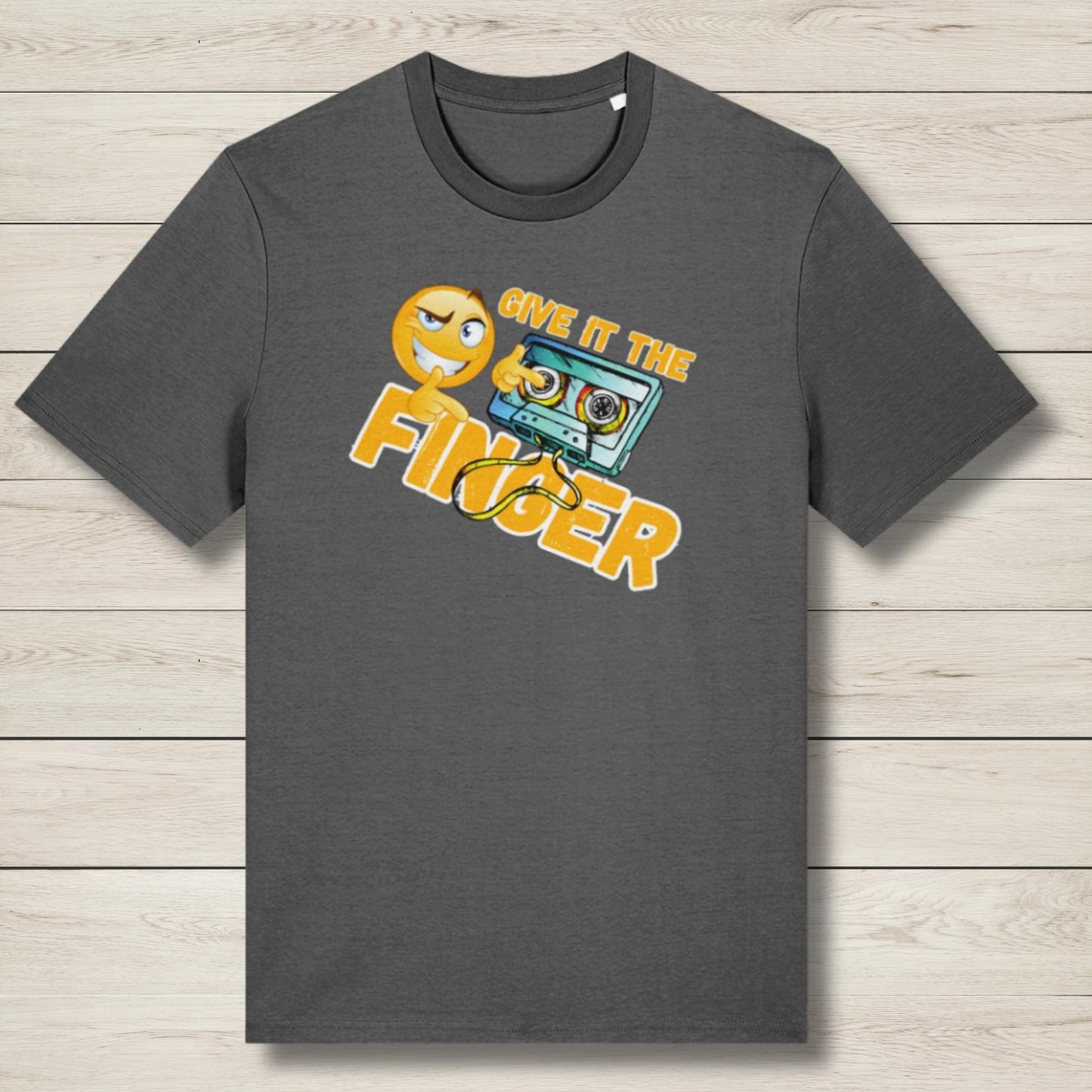 give it the finger premium graphic tee in gray