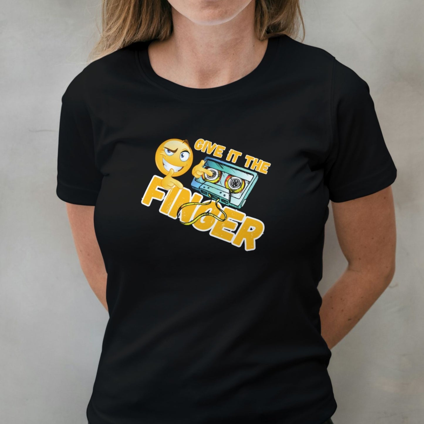 woman wearing give it the finger