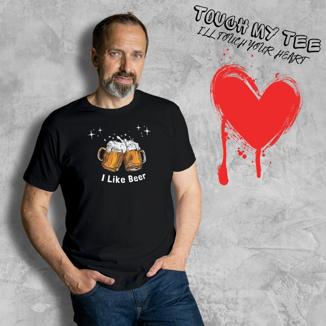 man in an i like beer t shirt