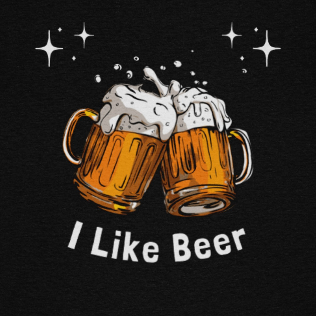 i like beer graphic close up black