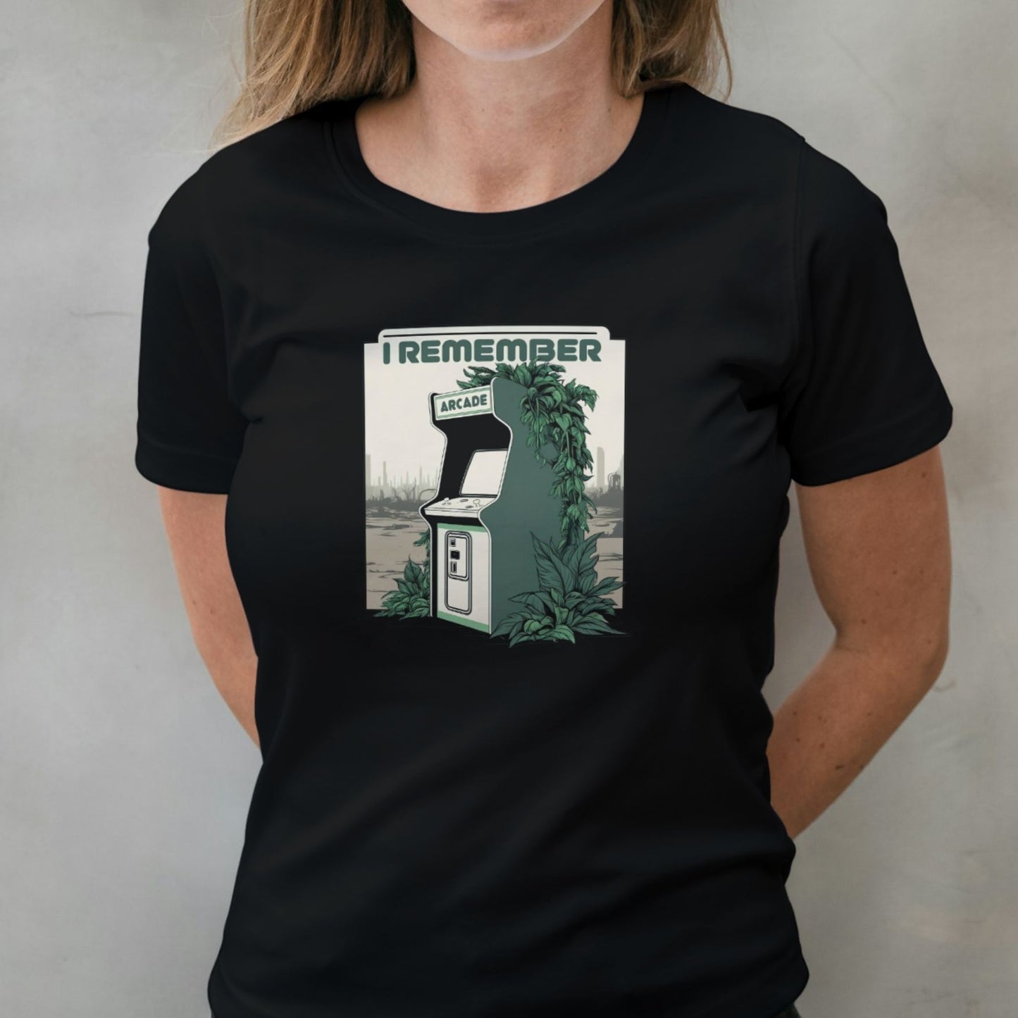 woman wearing i remember graphic tee