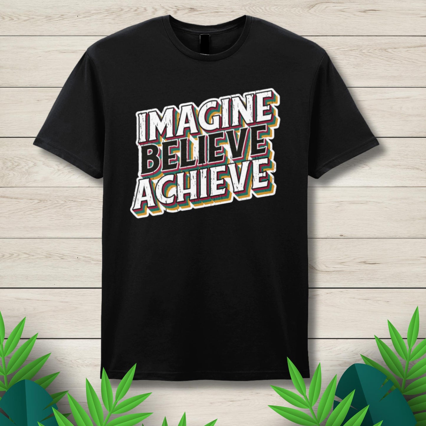 imagine graphic on unisex black t shirt