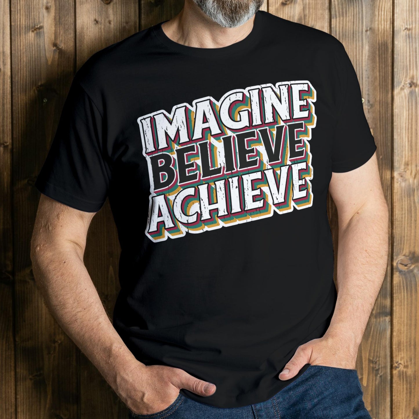 man wearing imagine t shirt