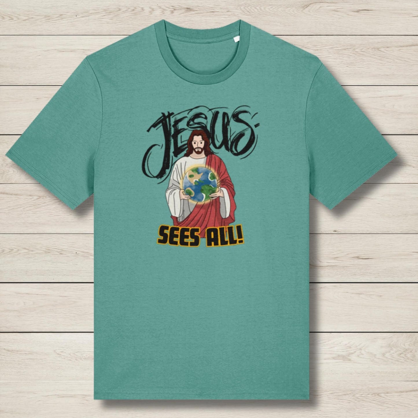 jesus sees all green premium graphic tee