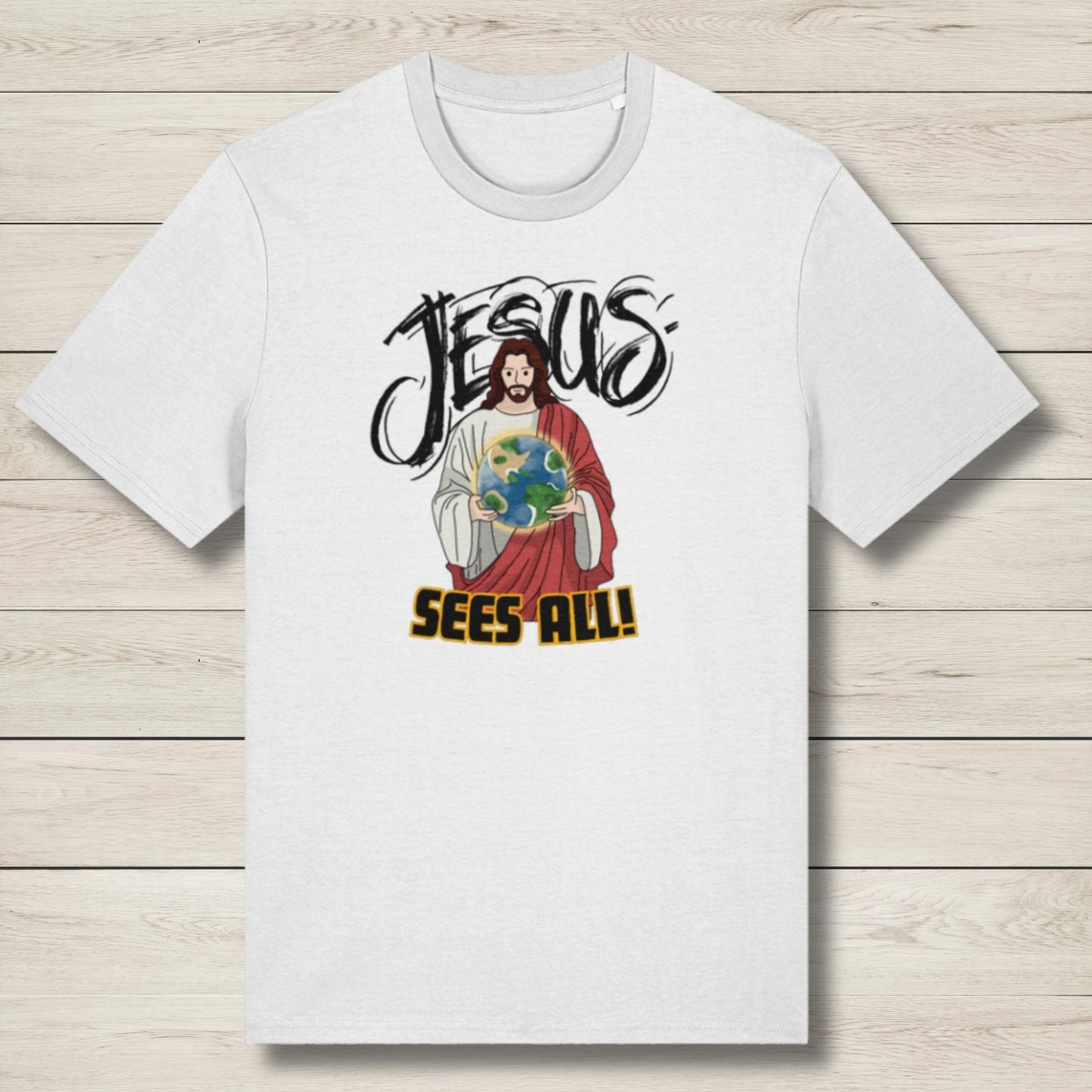 jesus sees all white premium graphic tee