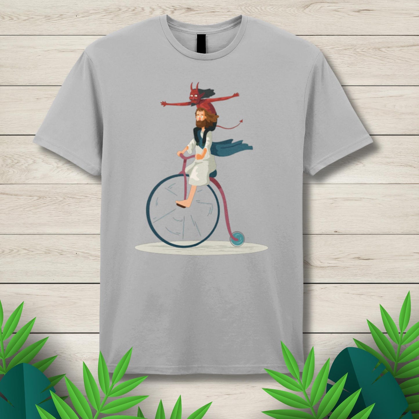 jesus unicycle gray t shirt