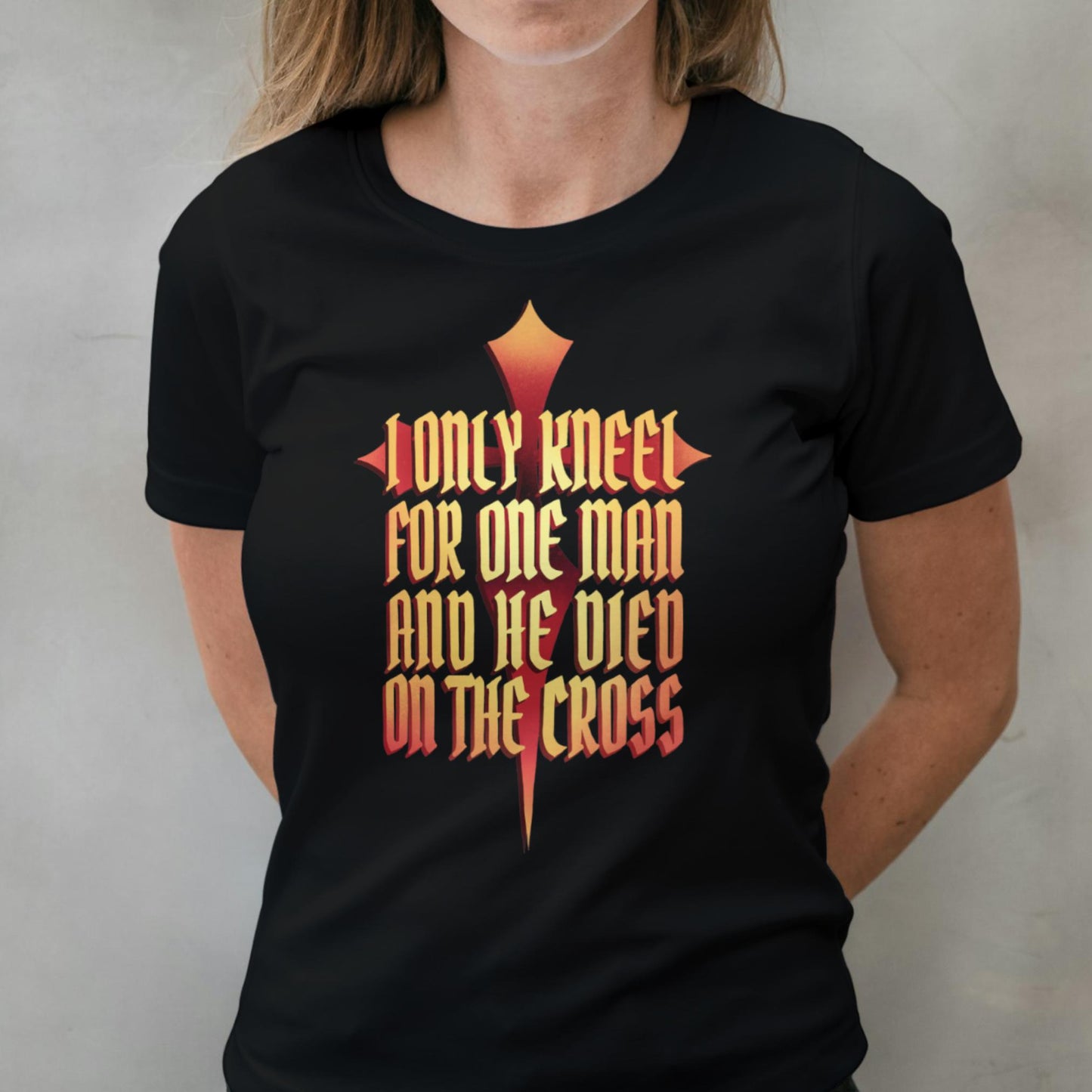 woman wearing kneel t shirt