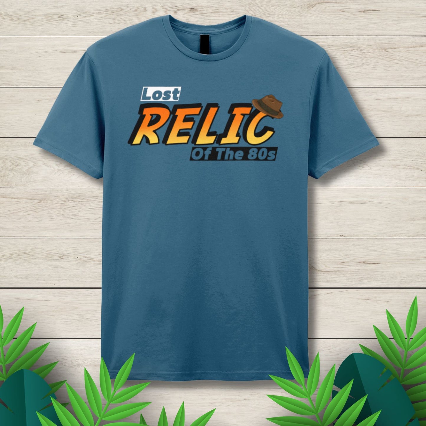 lost relic of the 80s graphic tee in indigo