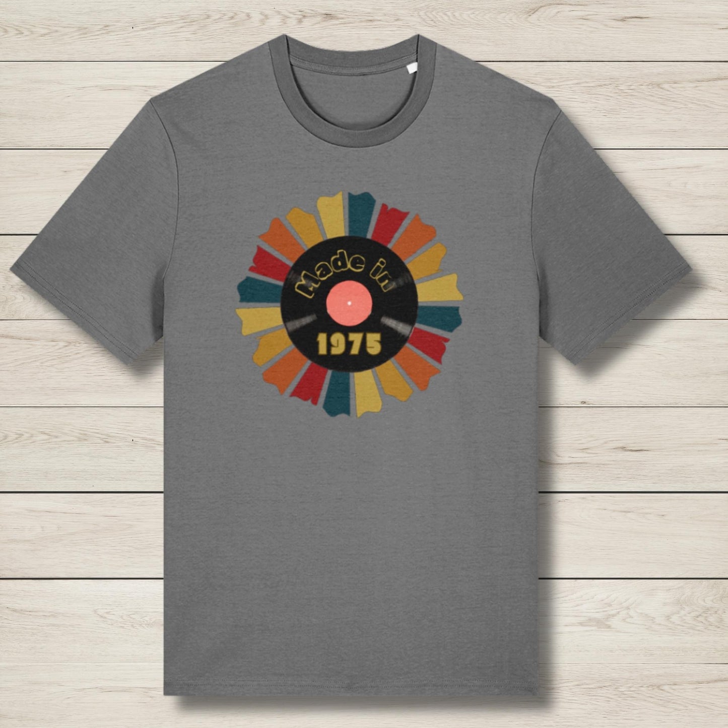 made in 1975 premium grey graphic tee