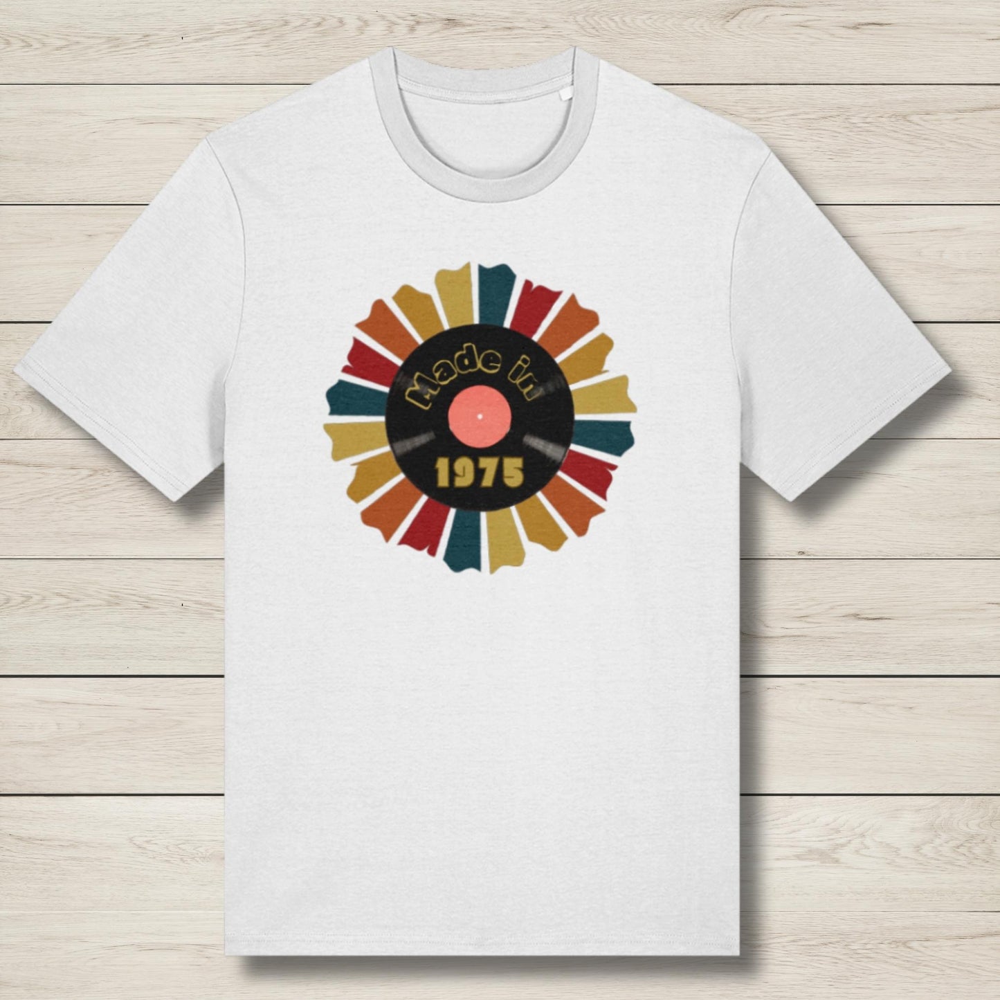 made in 1975 white premium graphic tee