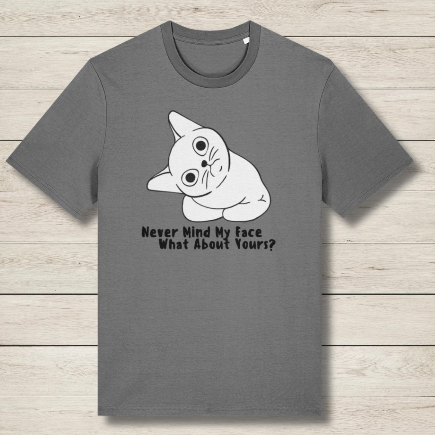 never mind min face gray premium graphic tee