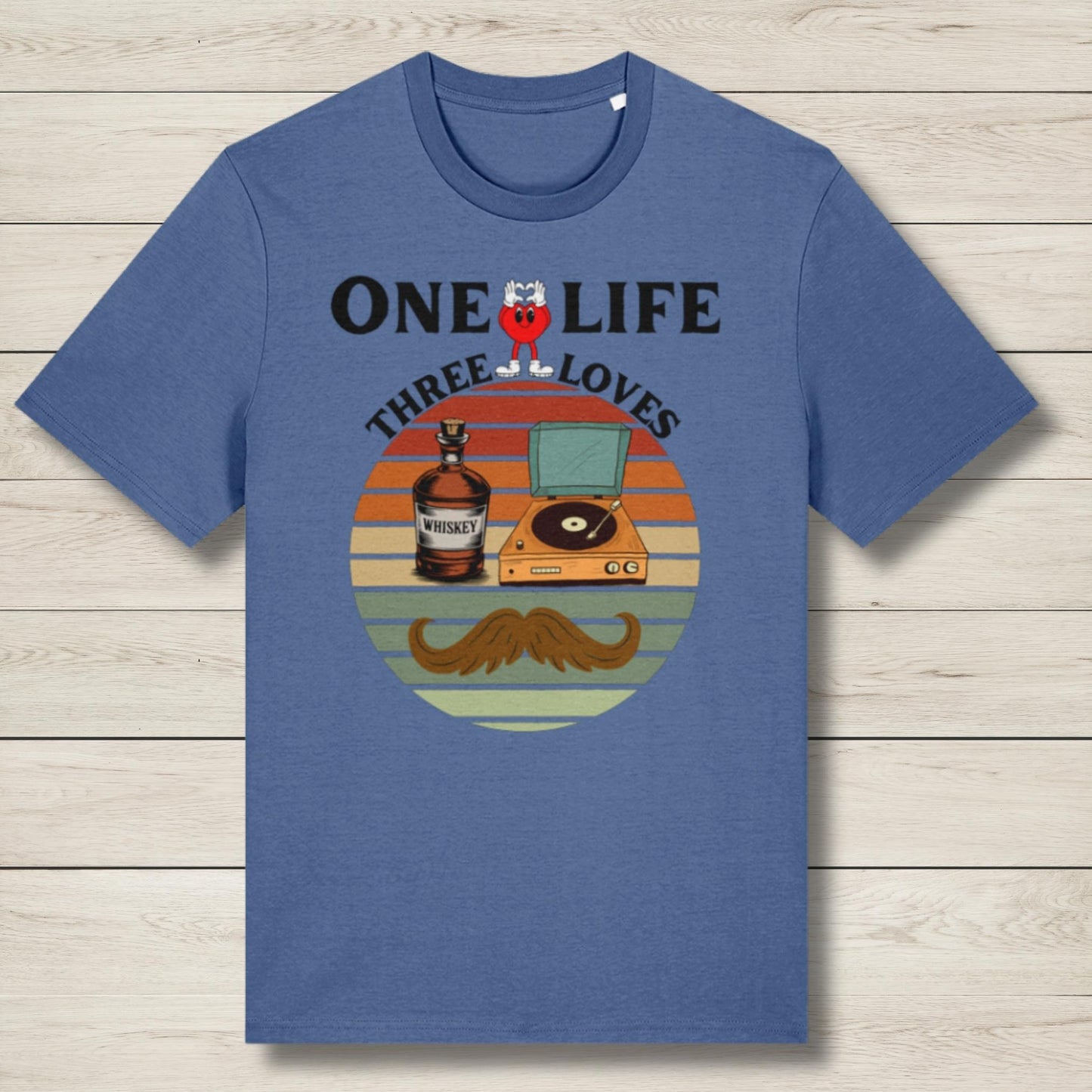 one life 3 loves premium blue graphic tee