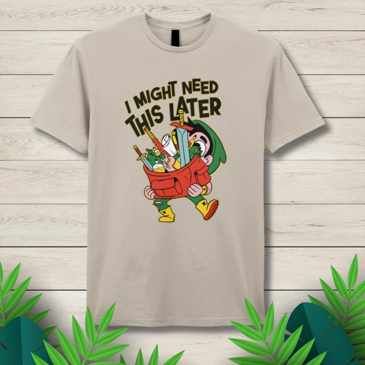 over encumbered graphic tee sand