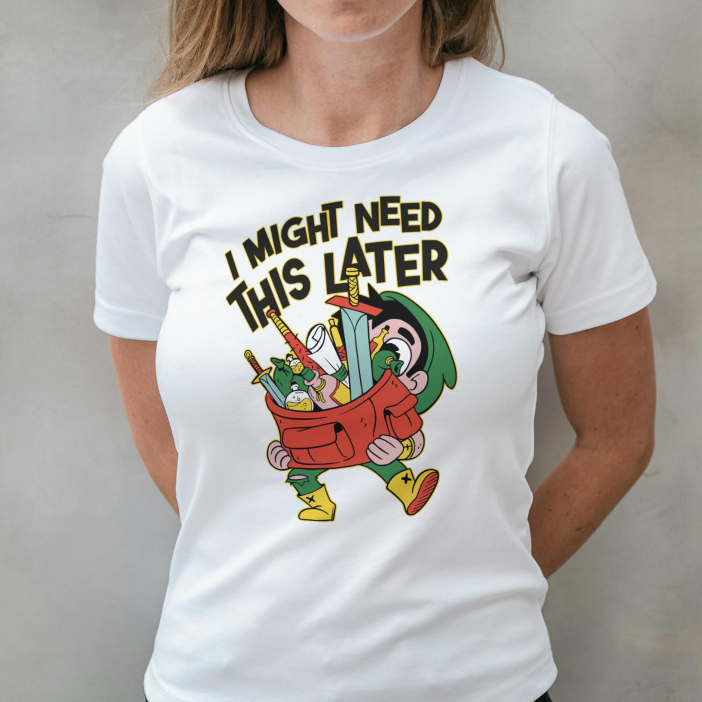 woman wearing over encumbered graphic tee