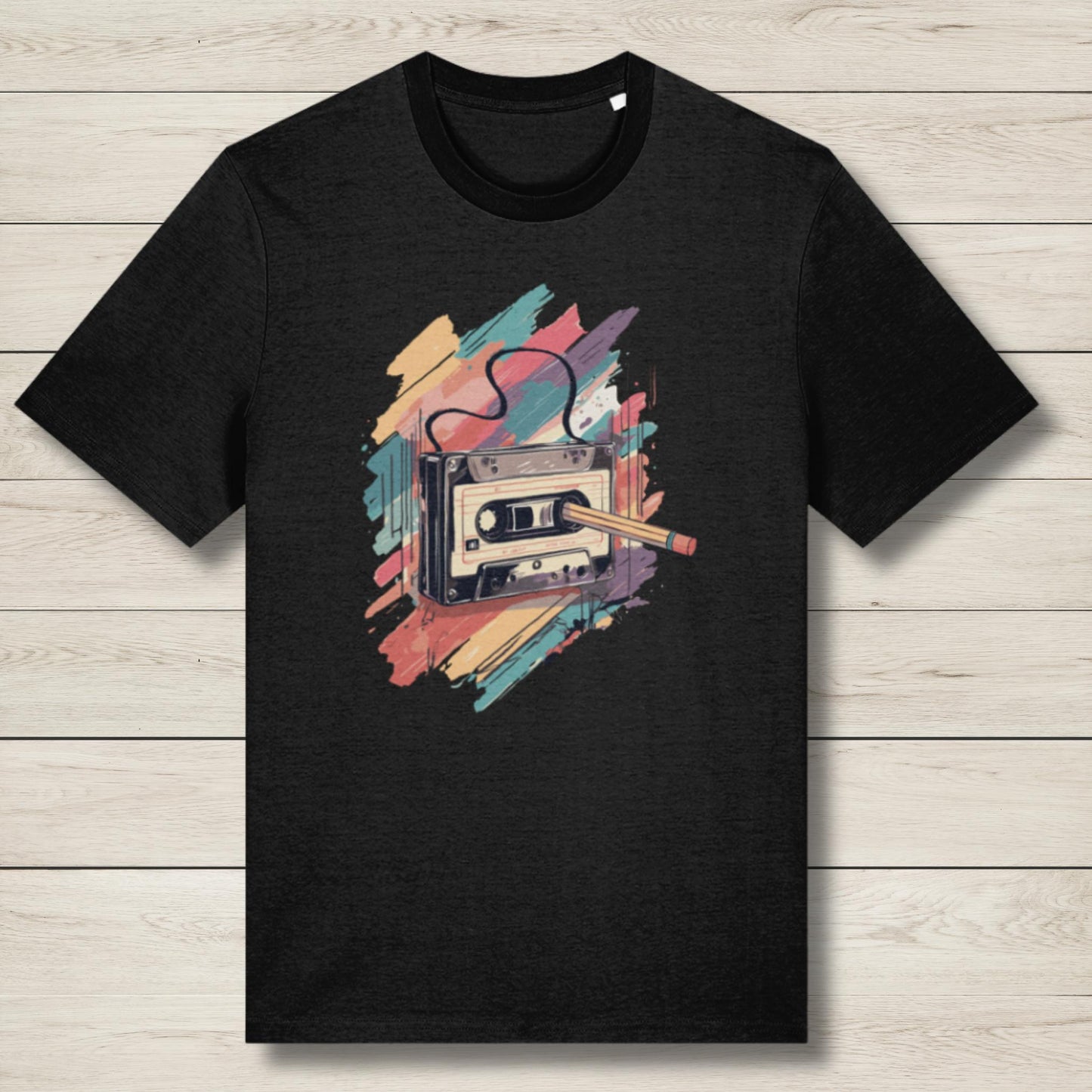 Retro Styled Nostalgic Pencil Cassette Premium Unisex Graphic Tee