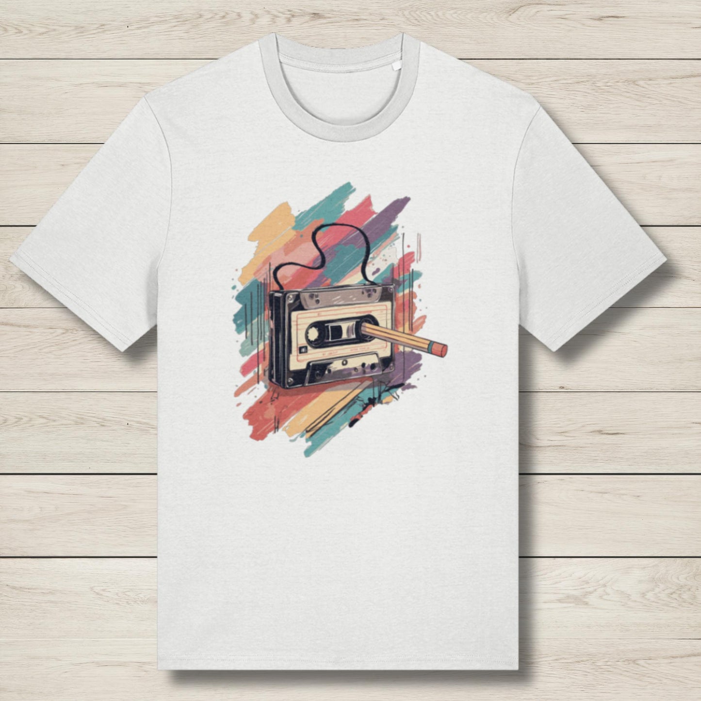 Retro Styled Nostalgic Pencil Cassette Premium Unisex Graphic Tee