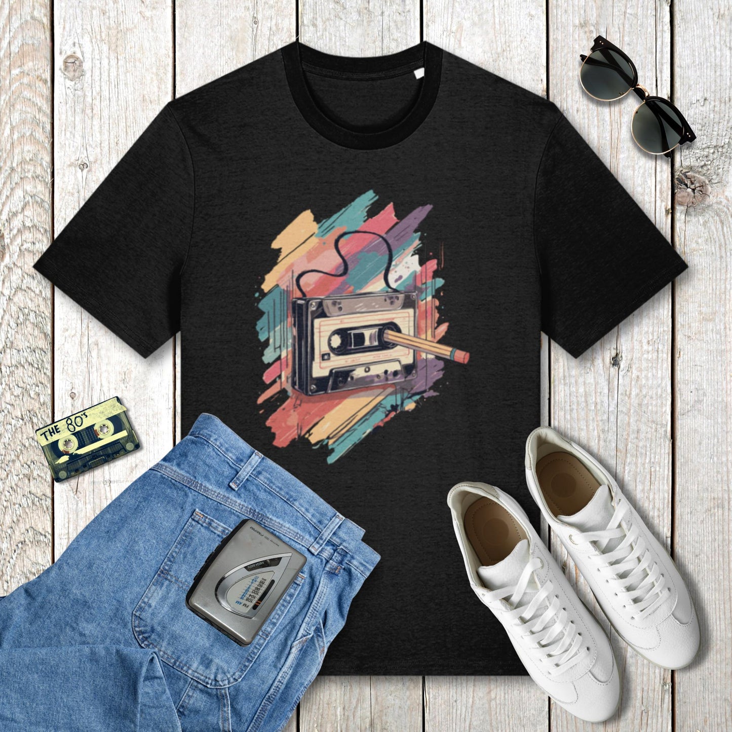 retro casette tape and pencil