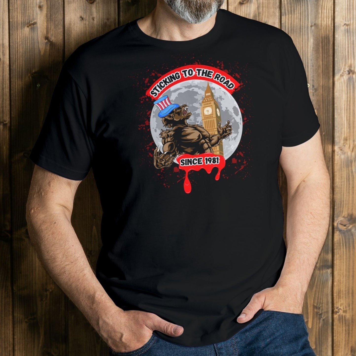 man wearing stocking to the road tee