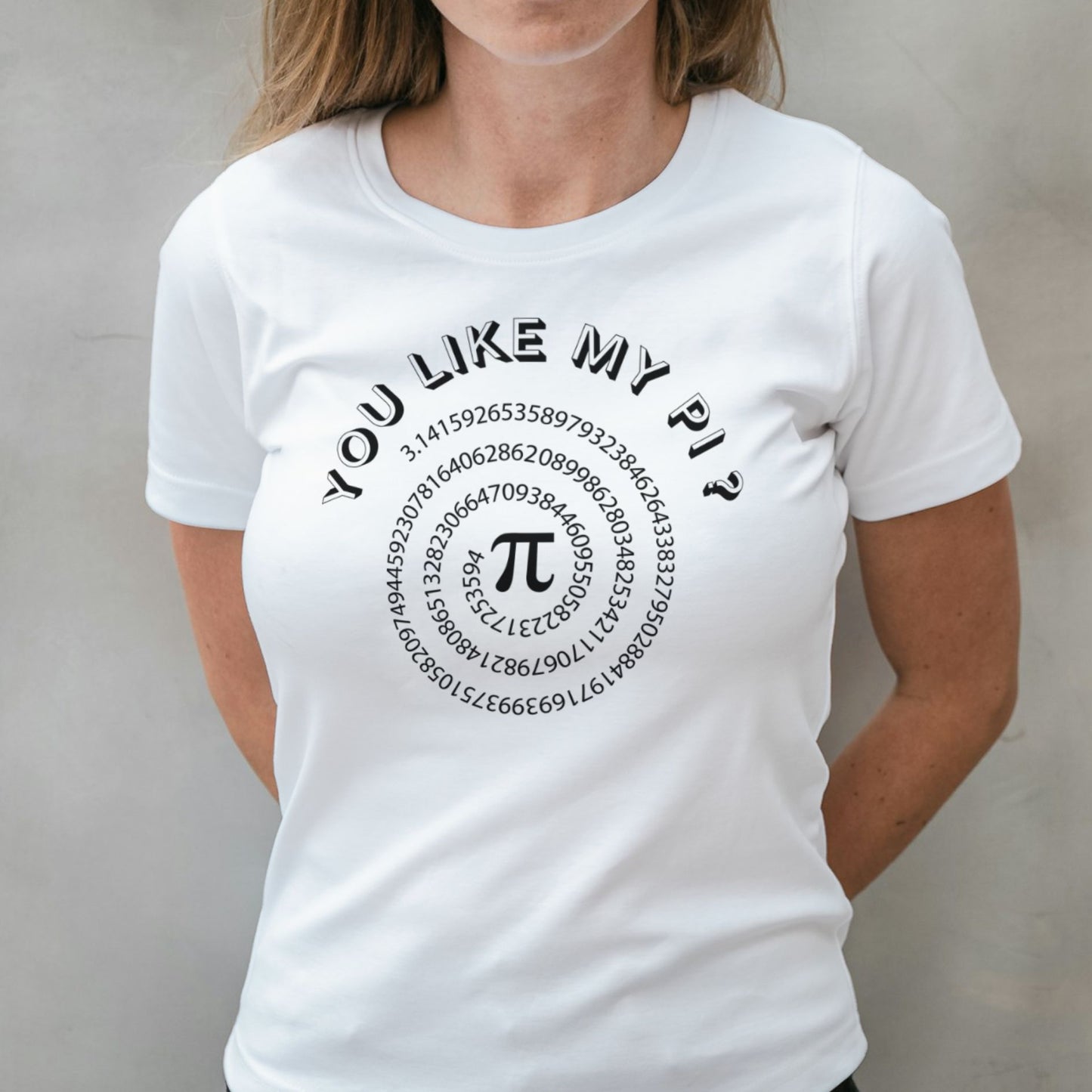 woman wearing you like my pi graphic tee