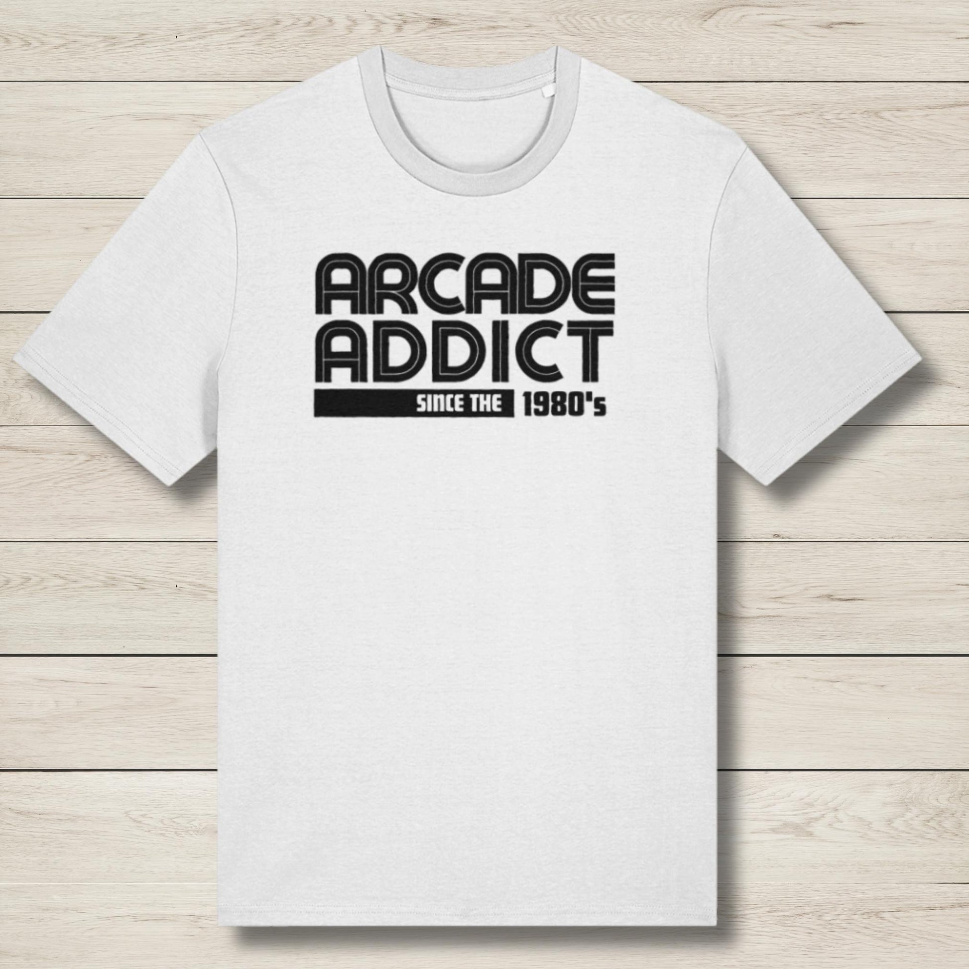 arcade addict white premium graphic tee