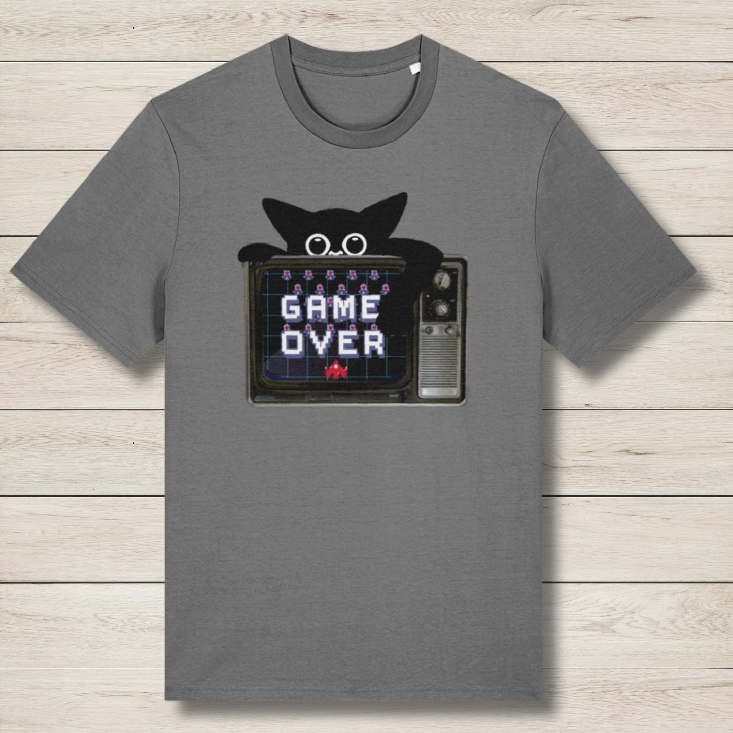 cat says game over light grey premium t shirt