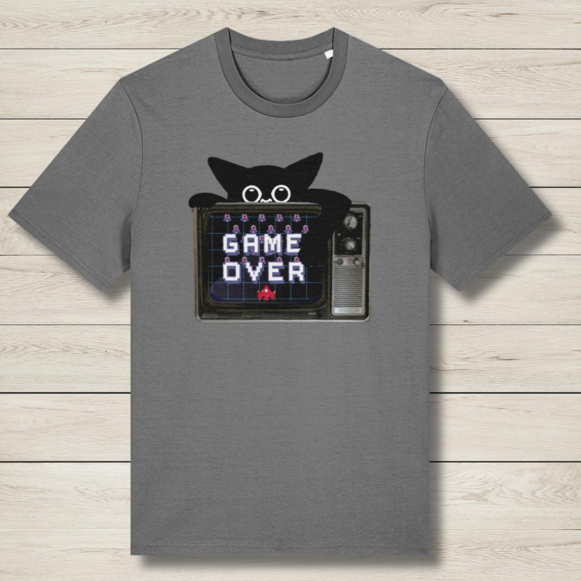 cat says game over light grey premium t shirt