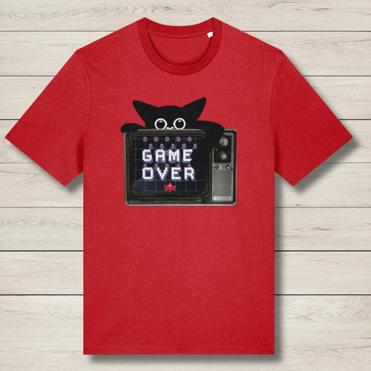 cat says game over premium red t shirt