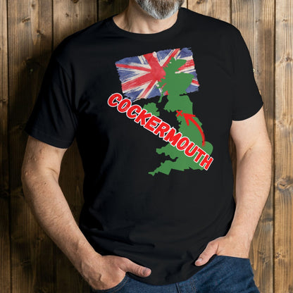 man wearing cockermouth t shirt