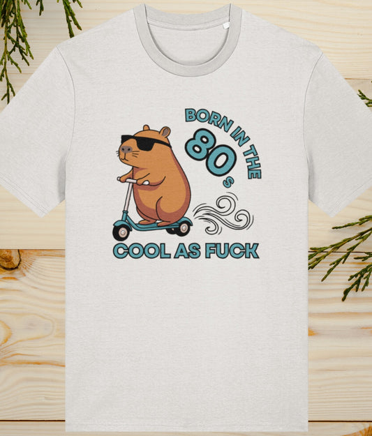 cool as fuck born in the 80s graphic on a mens vintage white t shirt