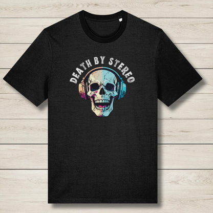 death by stereo black premium graphic tee
