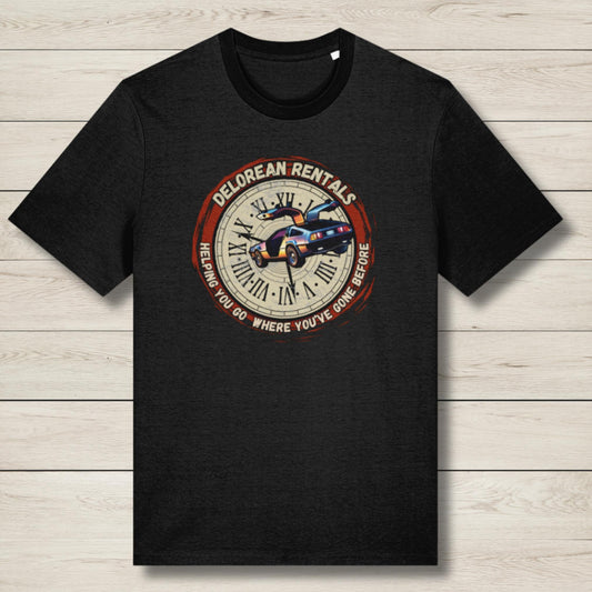 delorean rentals black premium t shirt