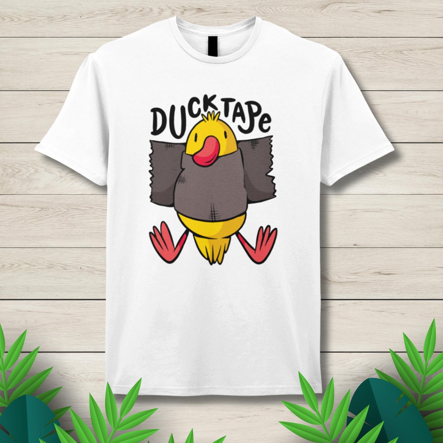 duck tape white graphic tee