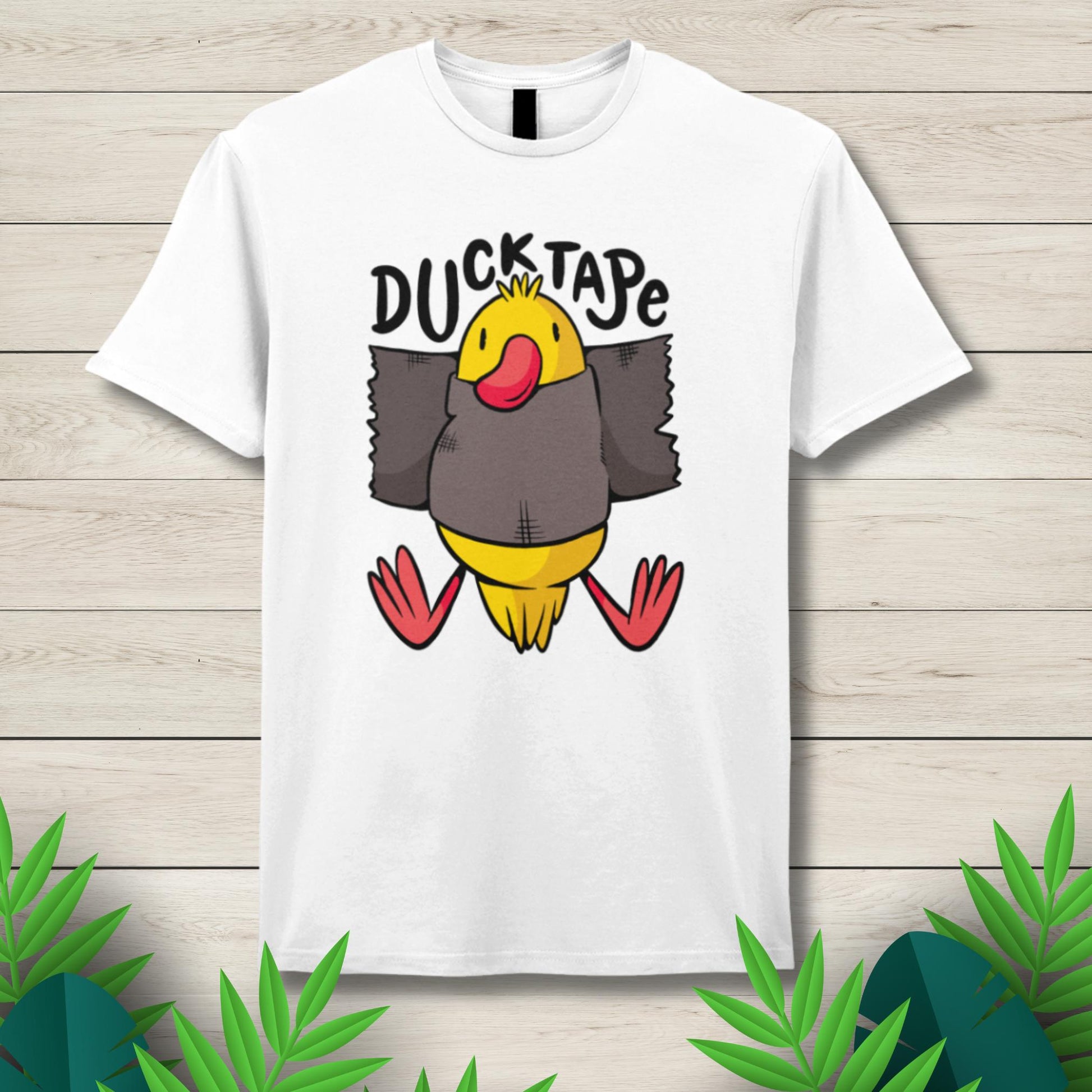 duck tape white graphic tee