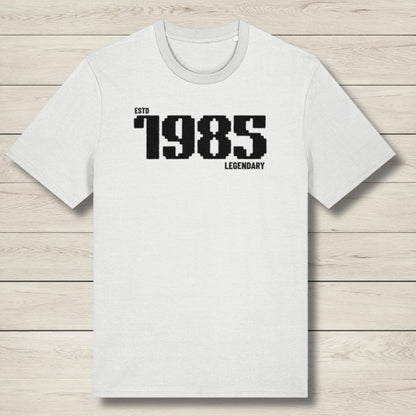 establish 1985 white graphic tee