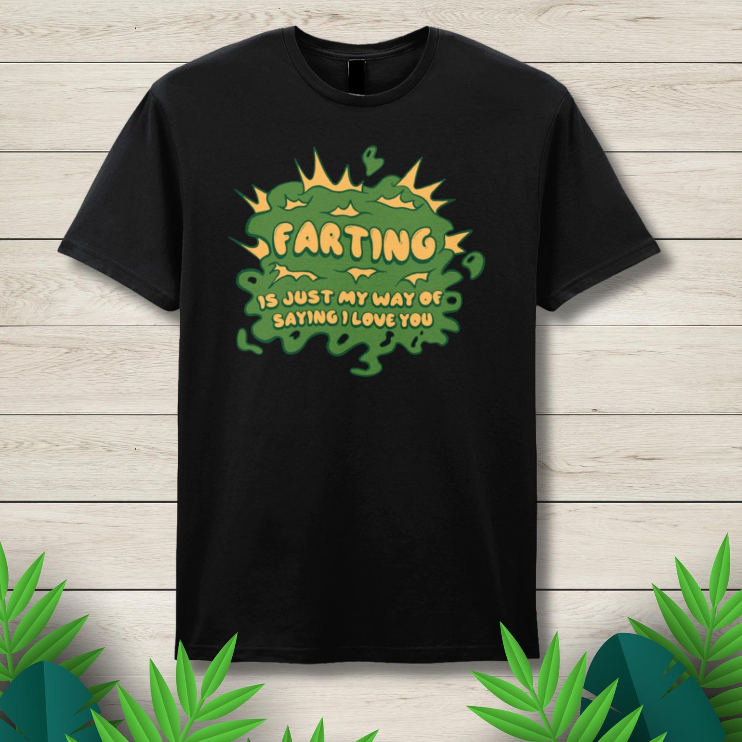 farting black graphic tee