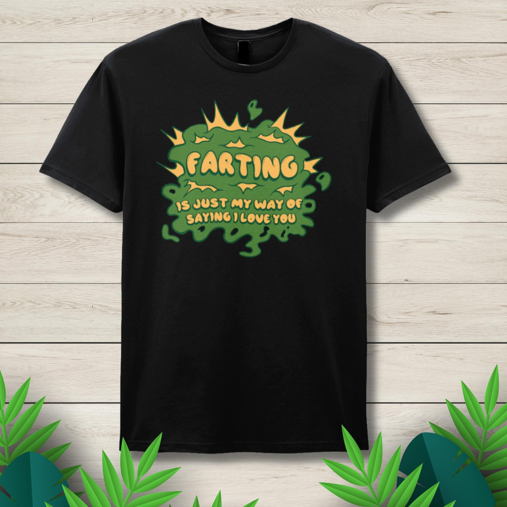 farting black graphic tee
